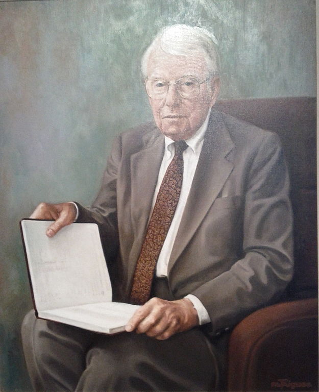 Fredrick Kilgour (1914-2006) portrait as seen in the lobby of the Kilgour Building, Dublin, Ohio. The portrait was painted ca. 1992 by the artist Marvin Triguba (1930–2002). Image source: Kilgour Portrait.jpg by Mlet is licensed under CC BY 3.0
