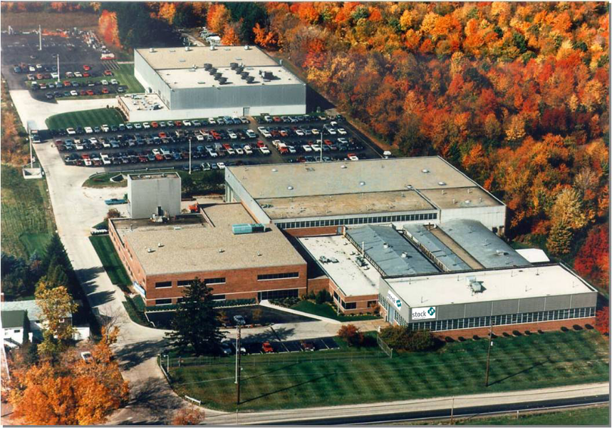 Aerial image of Stock Equipment Company, Chagrin Falls, Ohio. Image source: Stock Equipment Company , Chagrin Falls, Ohio, used with permission