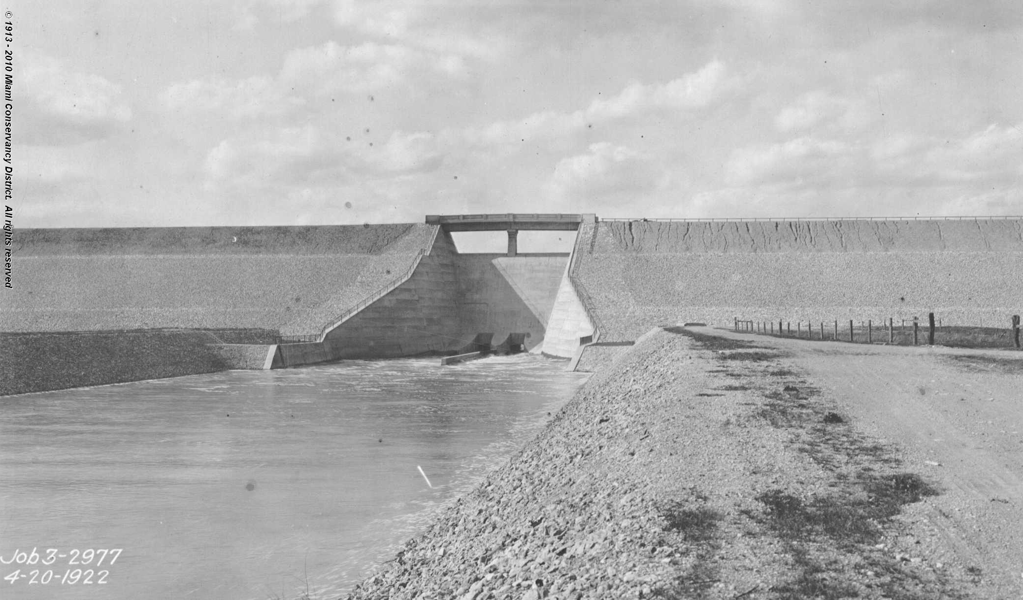 Lockington Dam, Shelby County, Ohio, April 20, 1922 . Image source: courtesy of The Miami Conservancy District