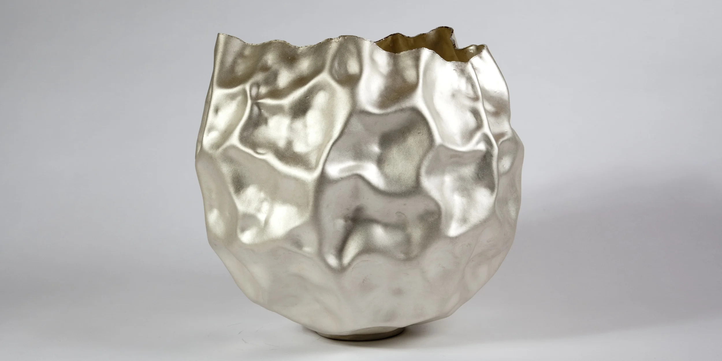 Landscape Vessel III textured bowl made from fine silver by Thalen and Thalen