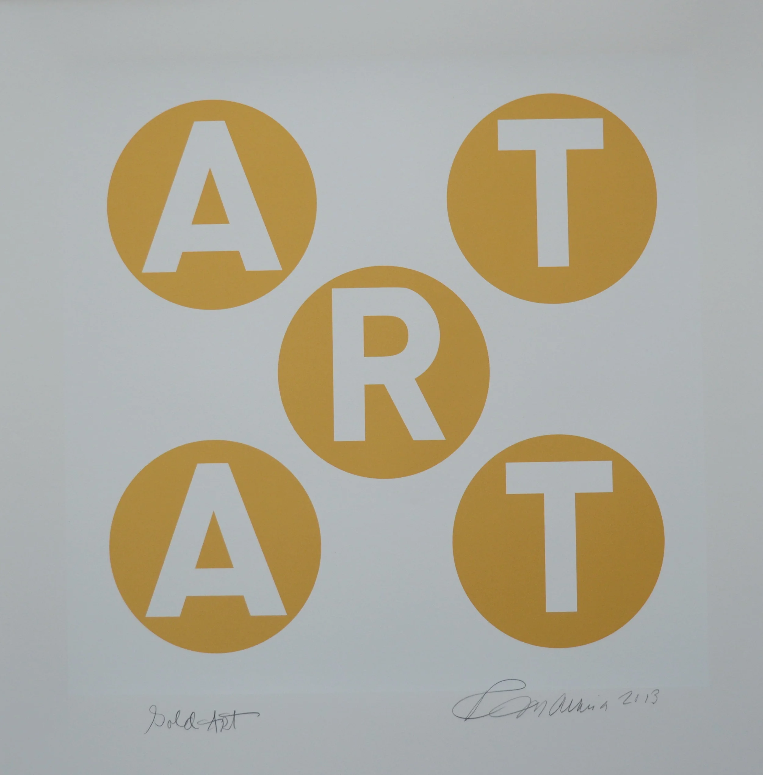 Unique screenprint on paper by Robert Indiana titled, Art (Gold)
