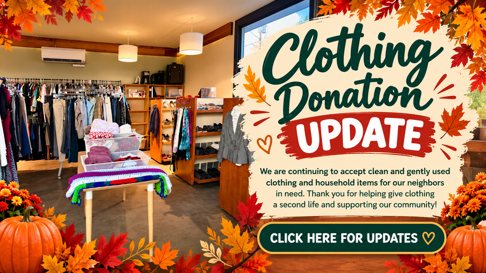 Autumn Clothing Donation Update. Click here for updates.