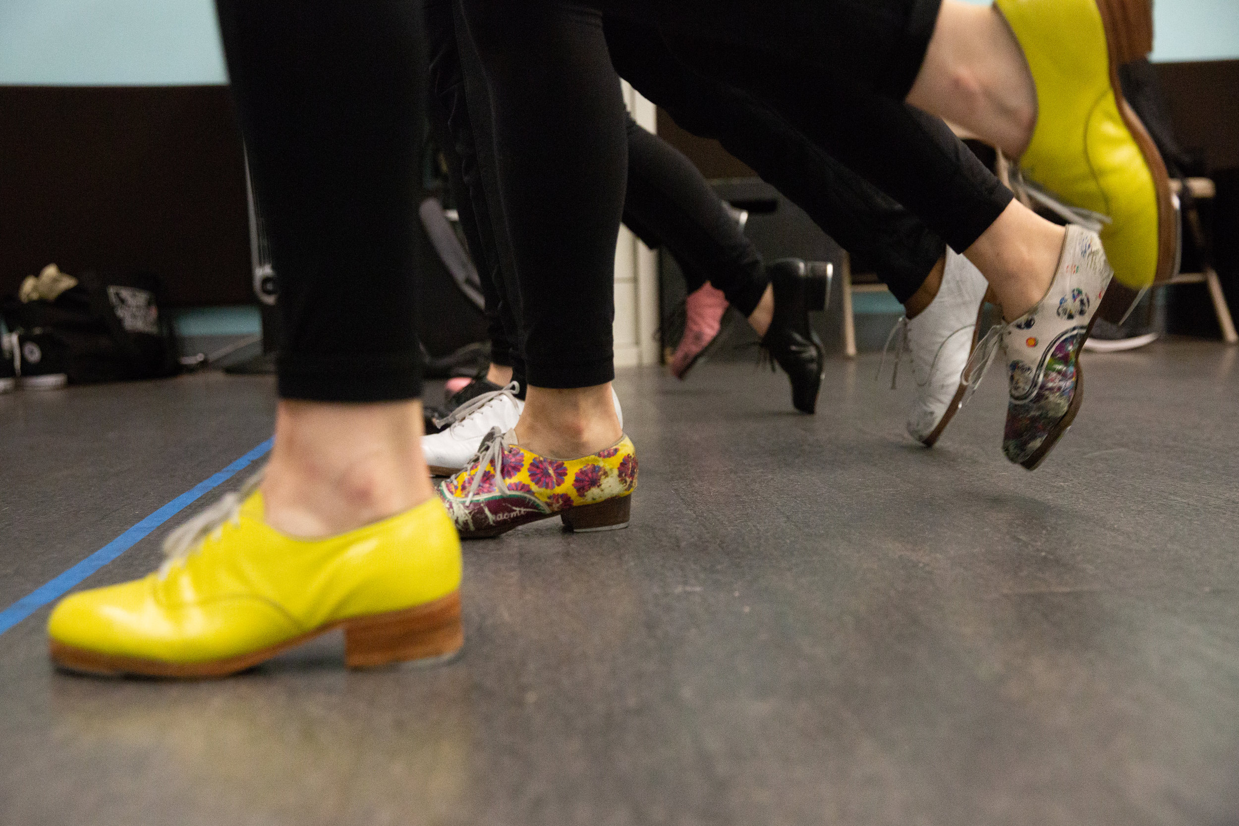 yellow tap shoes