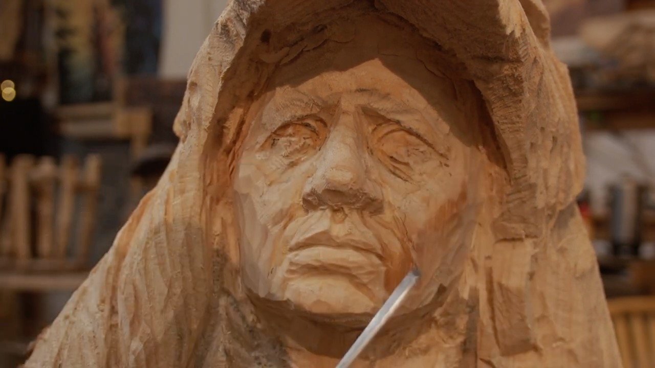 Carving a Life Sized Bust featuring Abby Peterson--Chainsaw + Hand Tools
