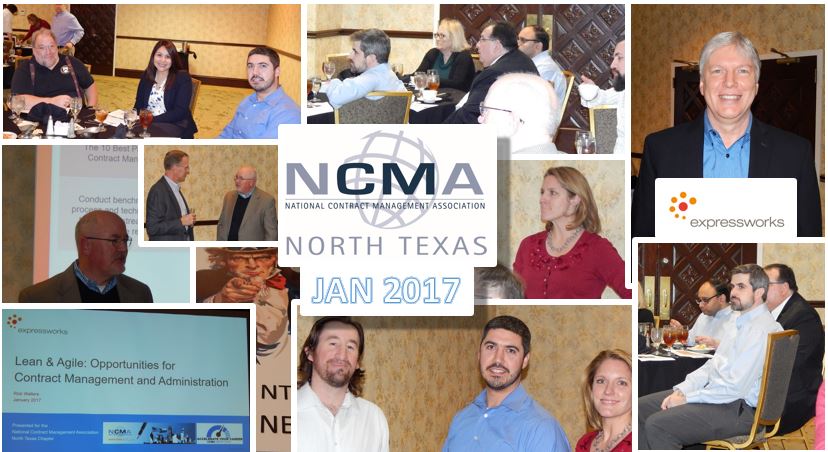 JANUARY 2017. RICK WALTERS FROM EXPRESSWORKS PRESENTED ON "LEAN & AGILE CONTRACT MANAGEMENT". DALLAS, TX.