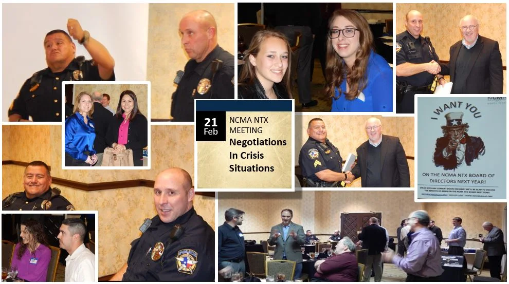 FEBRUARY 2017. SGT DAVID RODRIGUEZ & OFFICER STEVE RODDY PRESENTED ON "NEGOTIATIONS IN CRISIS SITUATIONS", MS. MEGAN CARTER PRESENTED ON "CONTRACT DISPUTES" AS PART OF OUR MENTORING PROGRAM. DALLAS, TX.