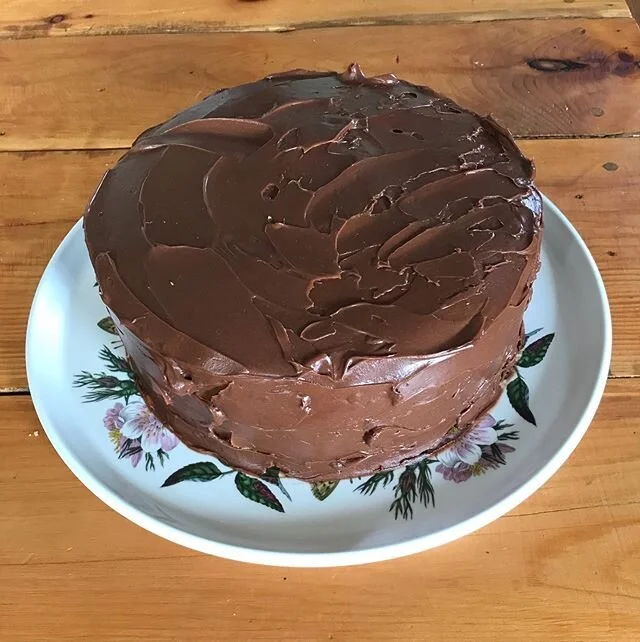 Looking forward to slicing this bad boy 8-inch layer cake into four slices thanks to social distancing 🤪🤣