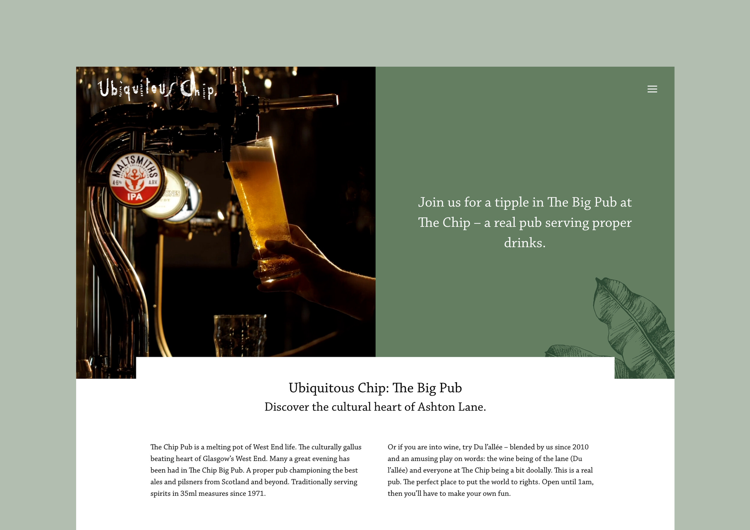 Web Design Glasgow - Restaurant Website for Ubiquitous Chip
