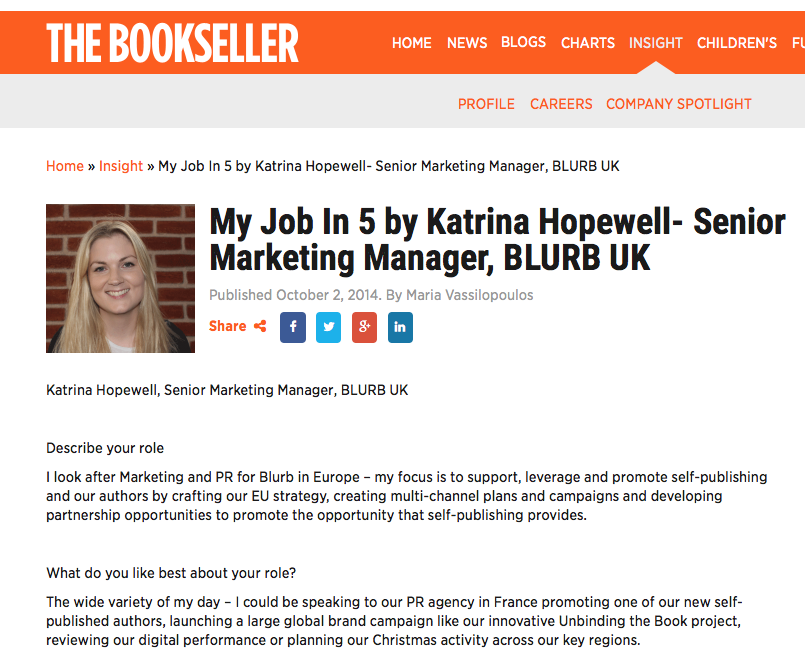 The Bookseller feature - My Job in 5