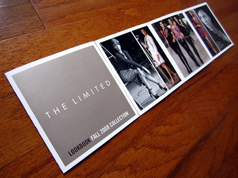 The Limited Look Book 4 panel view. Brand development.