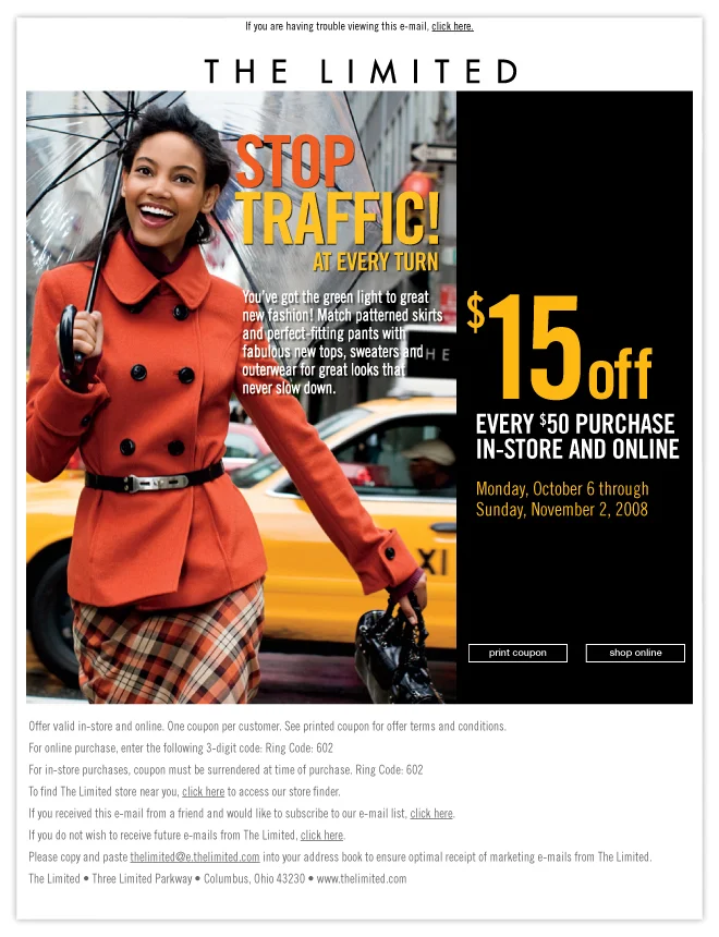 The Limited October Launch Email Campaign