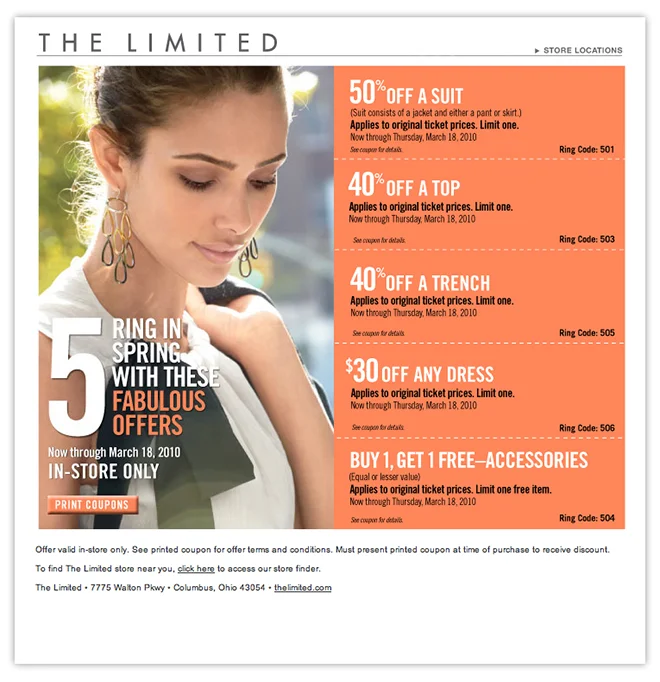 The Limited March 2010 Email Blast