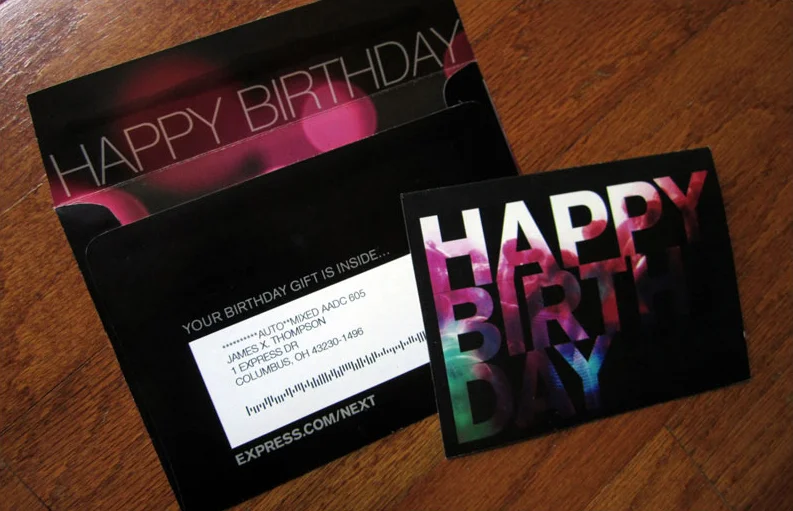 EXPRESS NEXT loyalty collateral birthday card