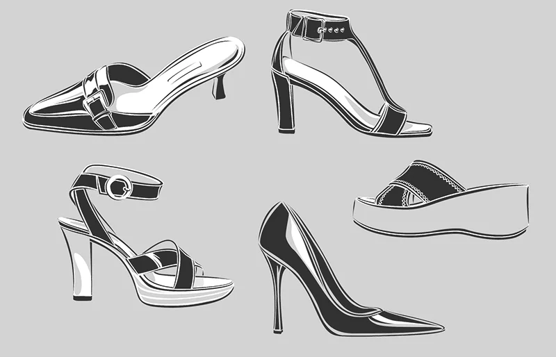 Decorative Fashion Shoe Illustrations