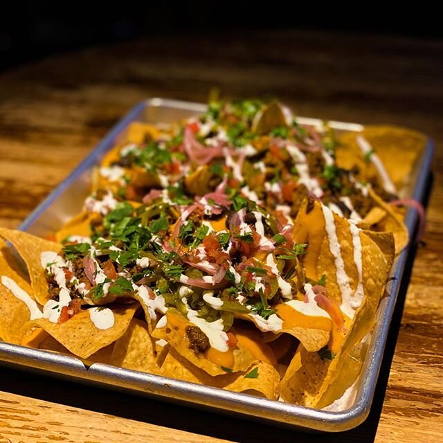 Ground Beef Nachos: House Queso, Pico, Jalap&eacute;no, Lime Crema, Pickled Onion, Black Beans, Cilantro
.
.
.
#madefresh #handmade #hayters #downtowndenver #lodo #denver #colorado #denversportsbar #party