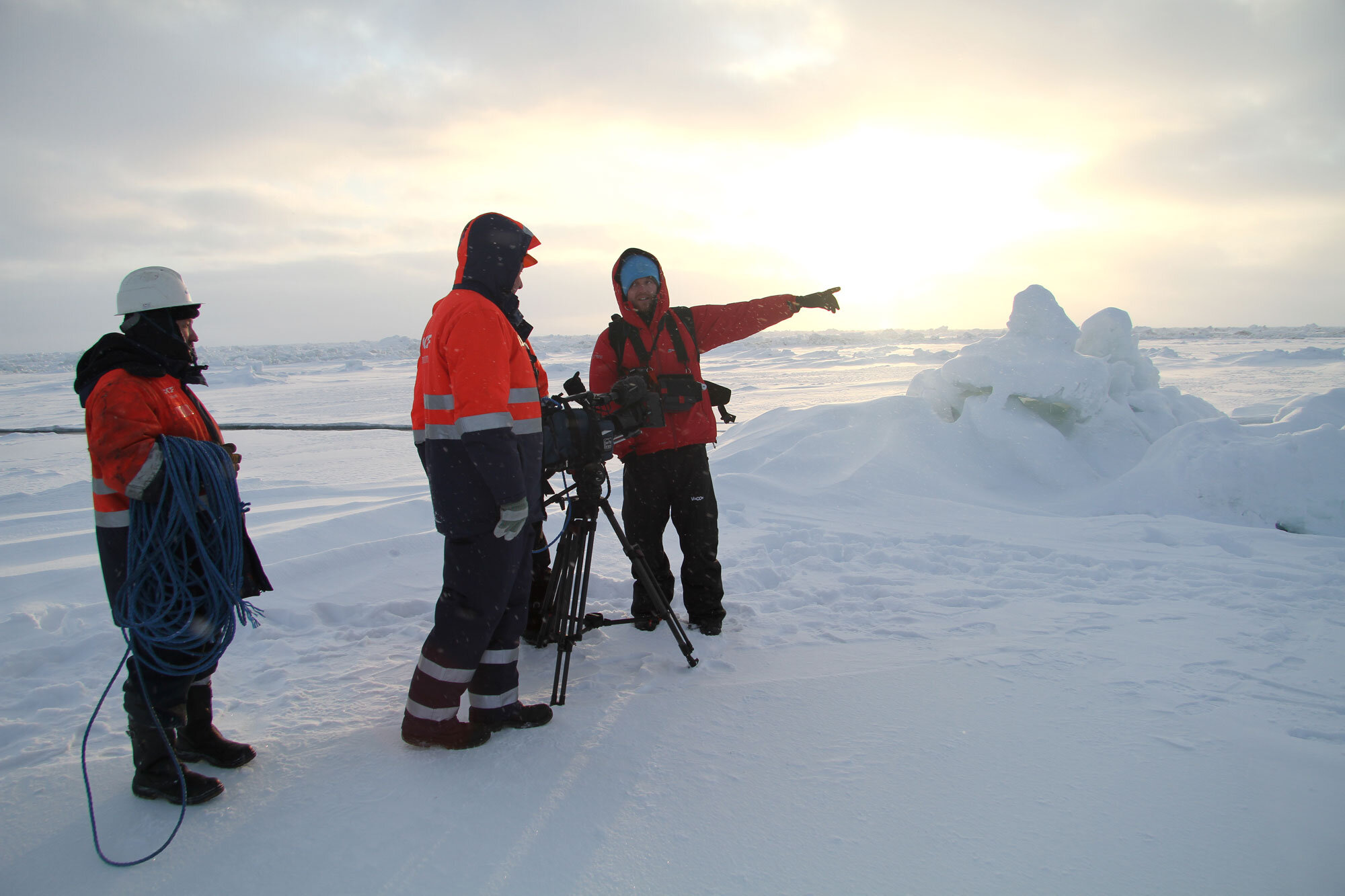 On the Arctic sea ice a few miles north of the Russian coastline