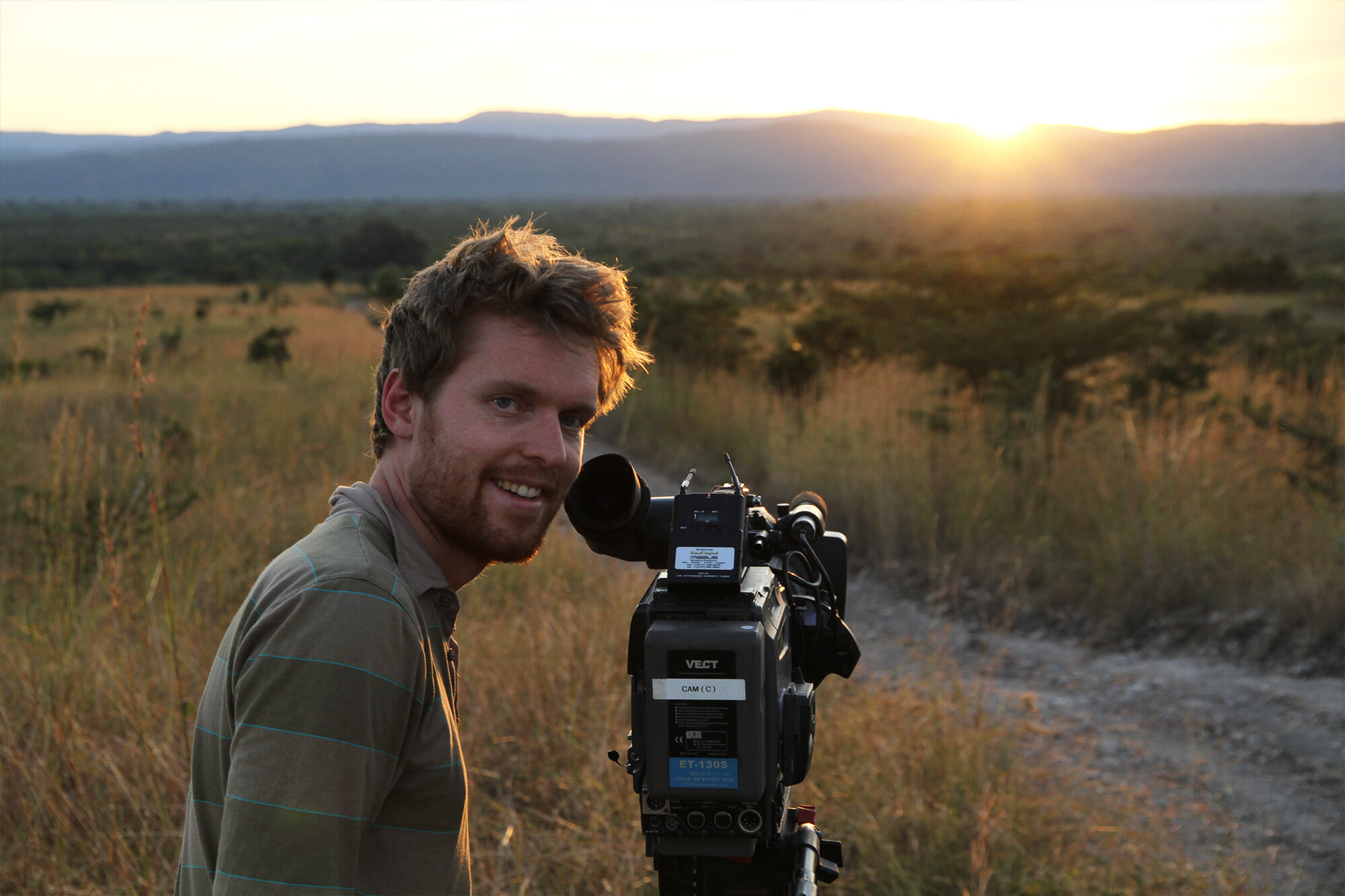 Gwyn looking fresh-faced in Zambia on one of his first shoots