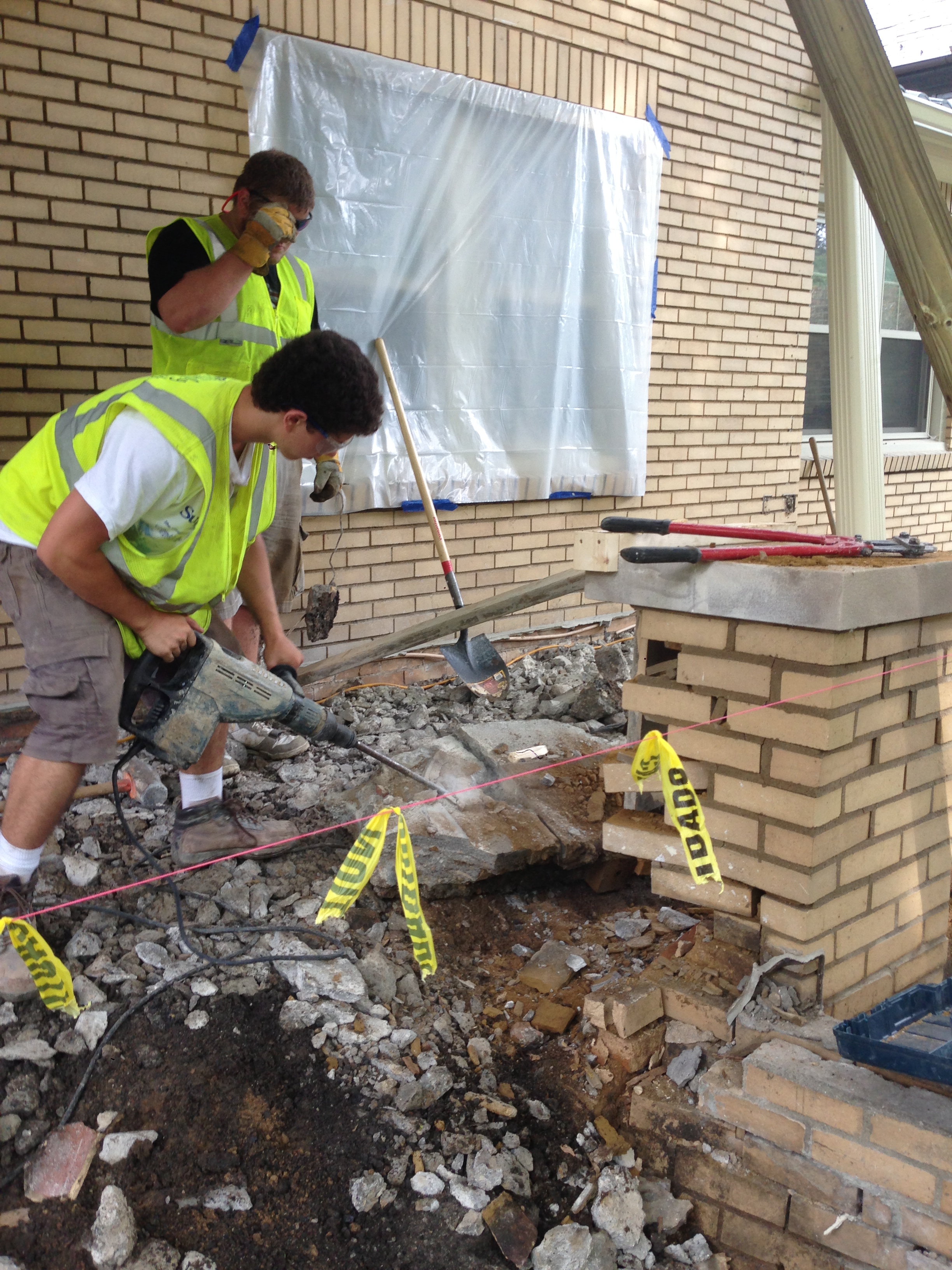 often times at historic homes or businesses, once the concrete is removed form an area or an area is disturbed, the brick is going to need attention. we offer light brickwork rebuilding and tuck-pointing