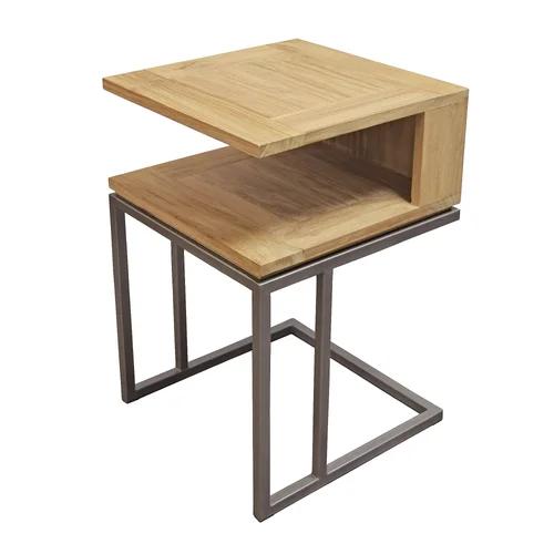 Ti 364 Simplicity Teak Iron S Shaped Side Table