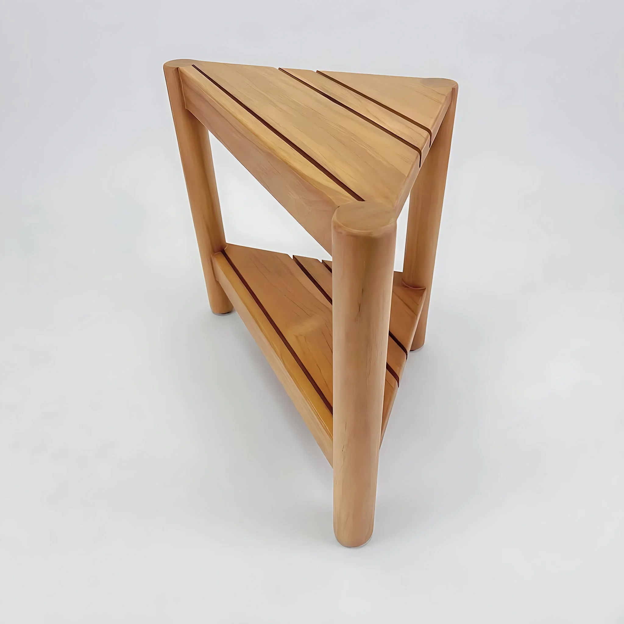 ST-51  SOLID TEAK CORNER SHOWER STOOL, CORNER SIDE TABLE