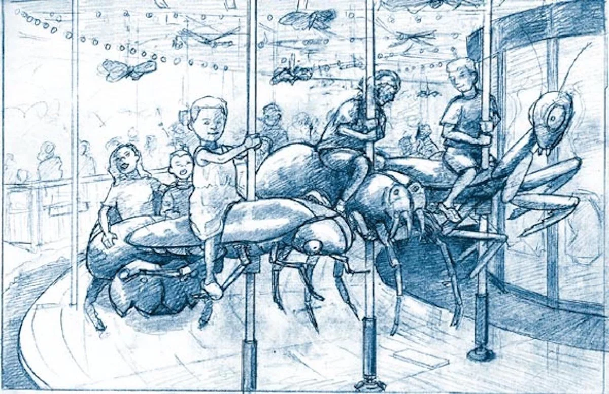 Bug carousel, Bronx Zoo, concept sketch