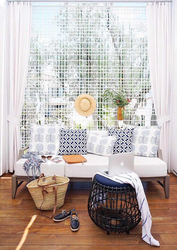 OUR PRIVATE CABANA AT THE NEW INDIGO POOL .