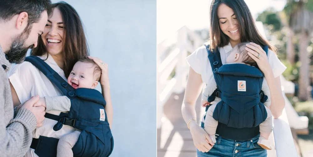 Above: On a shoot 5 months postpartum. Hair straightened & styled. (Photos © Ergobaby.)