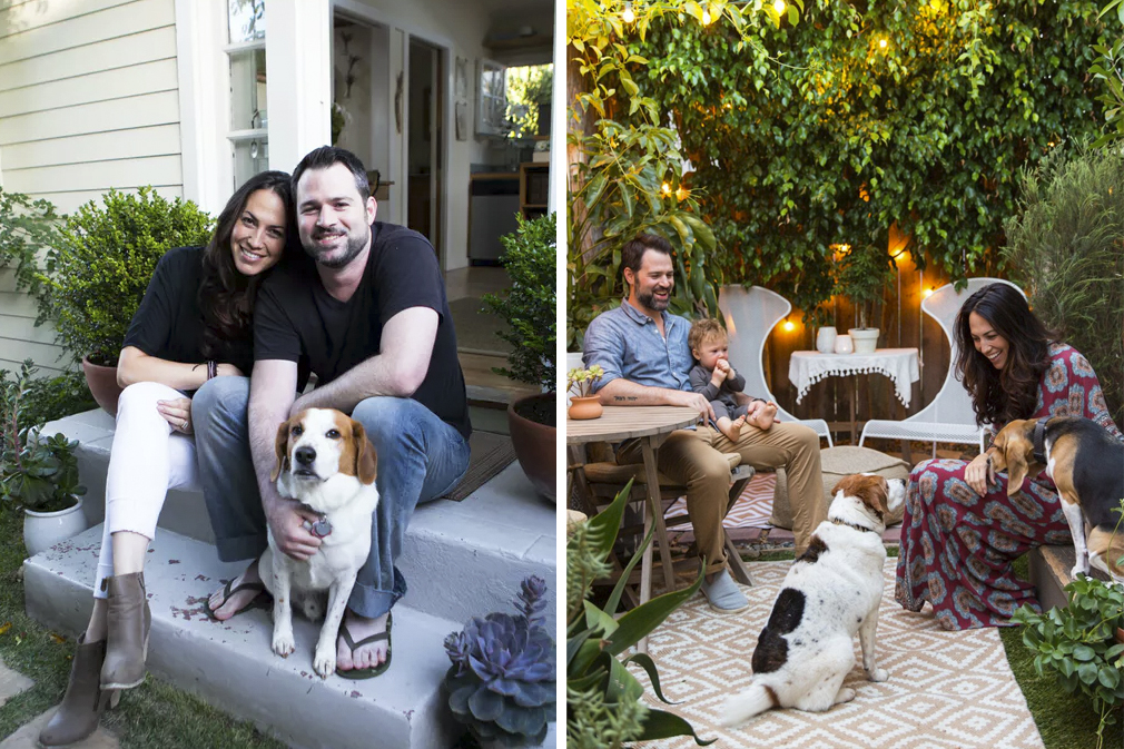 Left: Our first home tour for Apartment Therapy years ago, when we were a family of 3. Photo by Monica Wang. Right: Out first portrait as a family of 5. Photo by Marisa Vitale.