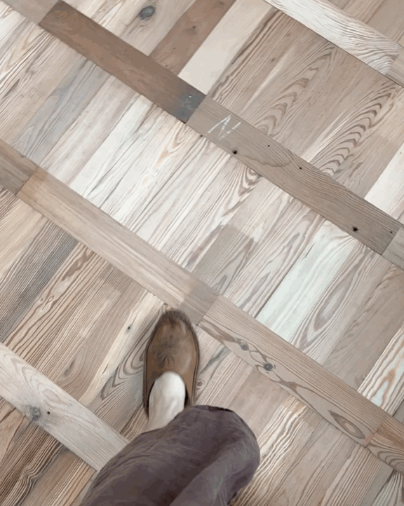 Using Recovered &amp; Reclaimed Wood Remnants for a Unique Flooring Pattern
