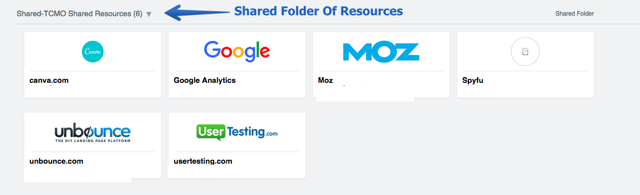 A shared folder in LastPass that we use to access common accounts.