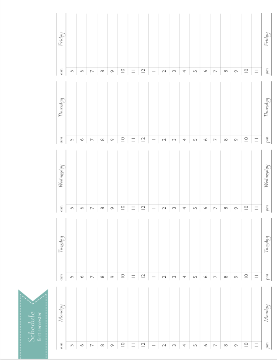 Semester At A Glance Calendar