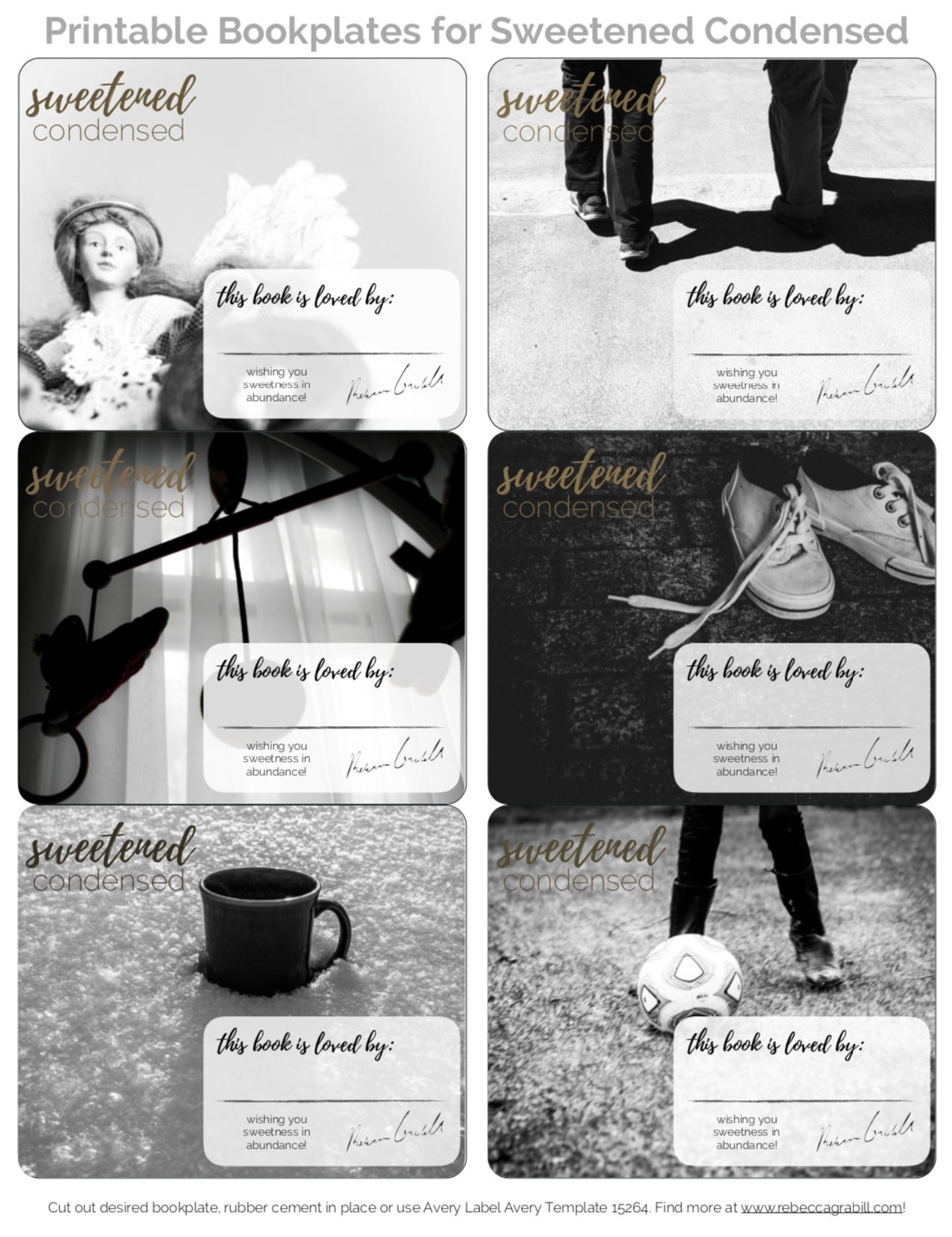Sweetened Condensed Printable for Book Groups Book Plates