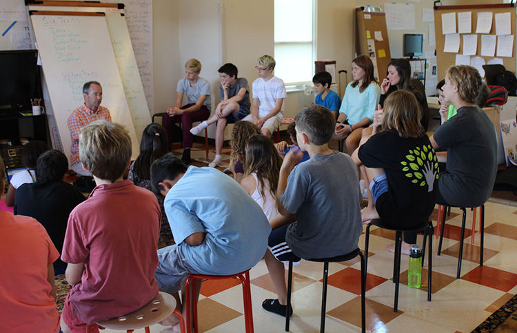 A Socratic discussion at Acton Academy