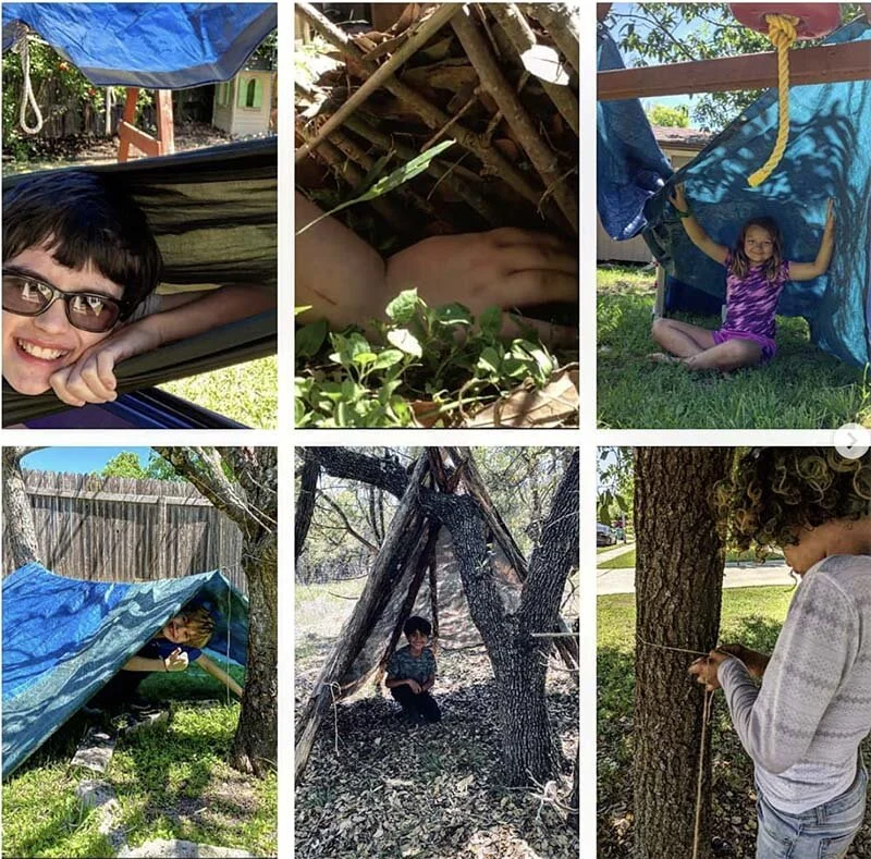 Students from Earth Native Wilderness School put their own spin on sheltering in place.
