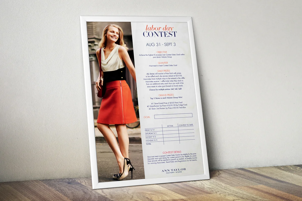  Designed internal communication materials for Ann Taylor Factory stores.&nbsp; 