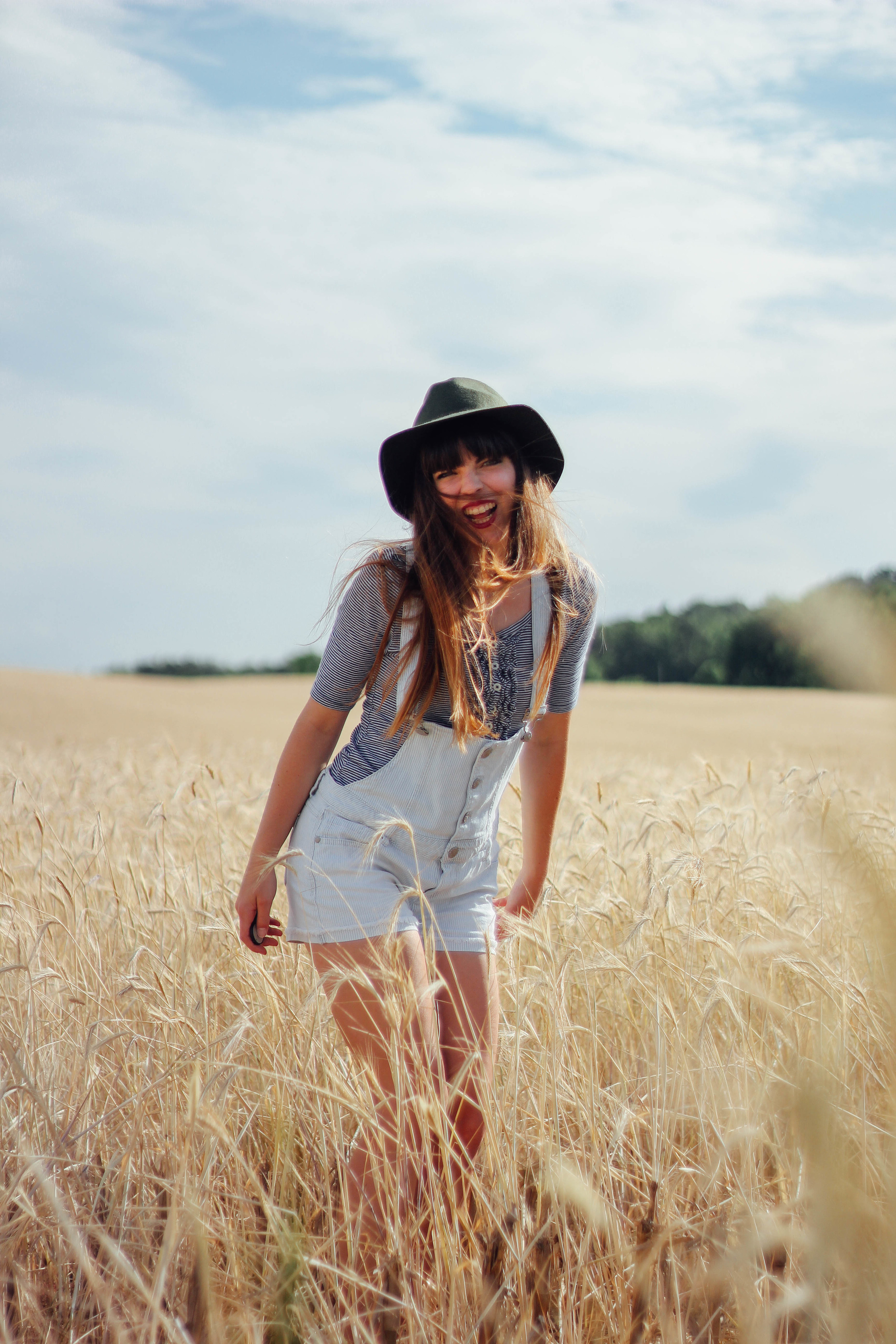 Shirt: Old Navy * Overalls: thrifted * Hat: Forever21