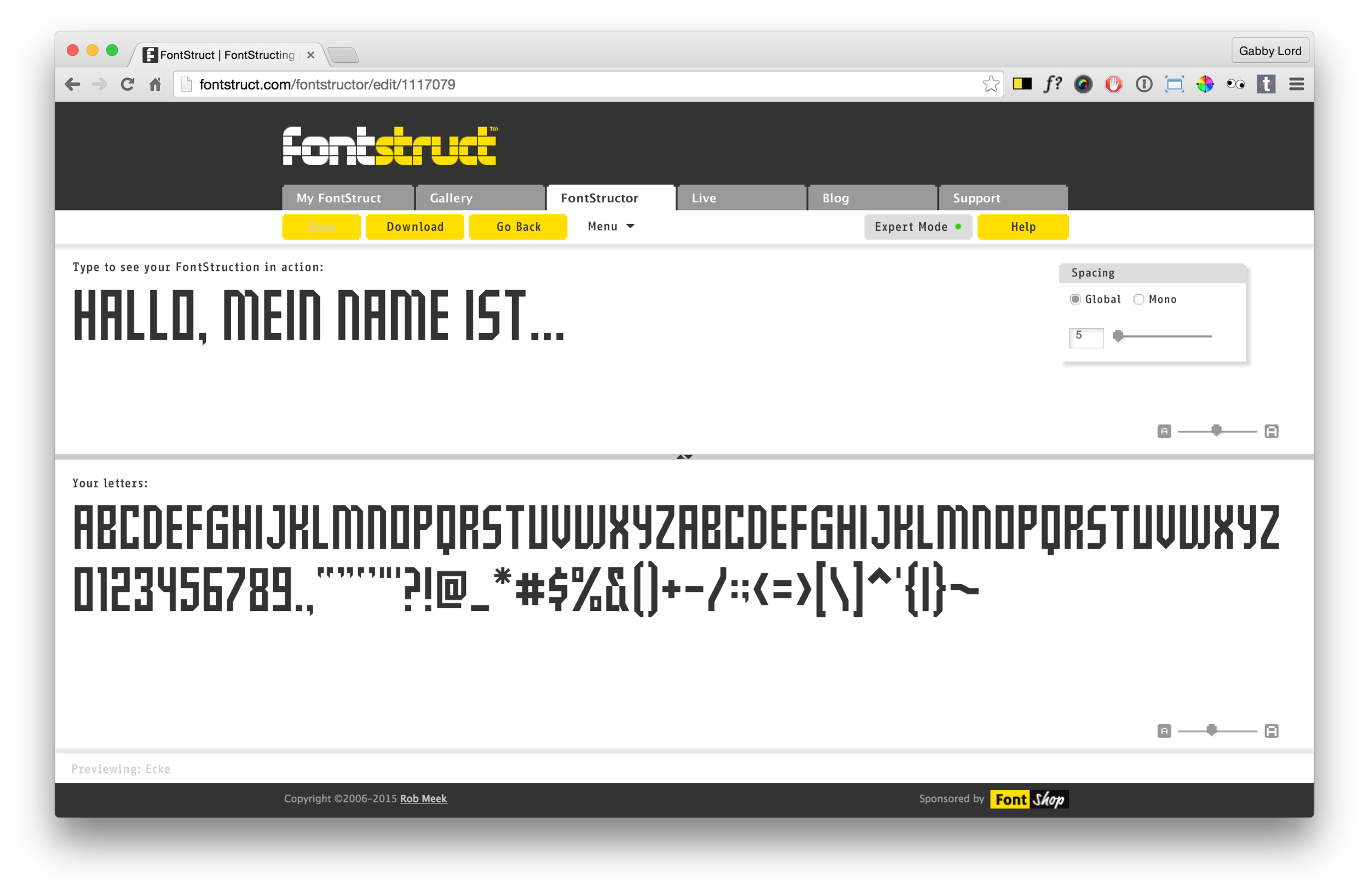 Fontstruct preview mode