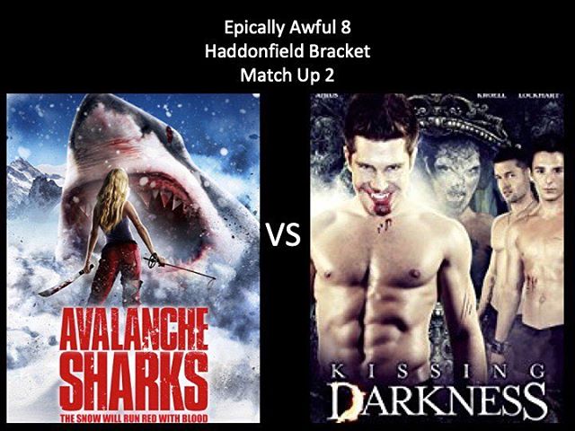 WHICH IS WORSE?! Vote in the comments below! We have Avalanche Sharks vs Kissing Darkness. It&rsquo;s getting tough now, keep up the voting! #avalanchesharks #kissingdarkness #sharkhorror #gayhorror #marchmoviemadness #horriblehorrorpodcast #horrorpo