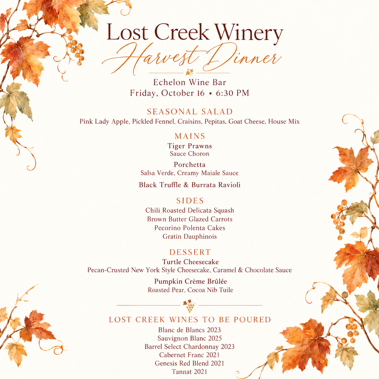 Terroir to Table: Harvest Wine Dinner
