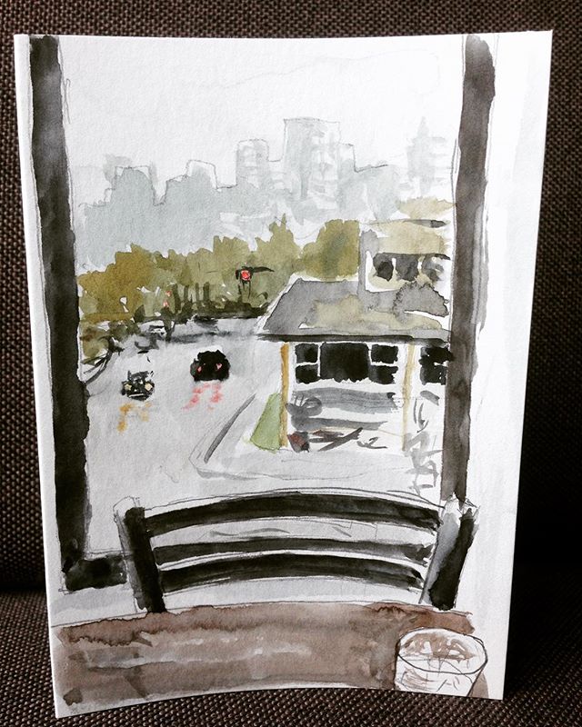 Wet Vancouver morning out the cafe window
&mdash;&mdash;&mdash;&mdash;&mdash;&mdash;&mdash;&mdash;&mdash;&mdash;&mdash;&mdash;&ndash;&mdash;&ndash;&mdash;&mdash;&mdash;&mdash;&mdash;&mdash;
#yvr #vancouver #winter #wet #quickanddirty #watercolour #wa