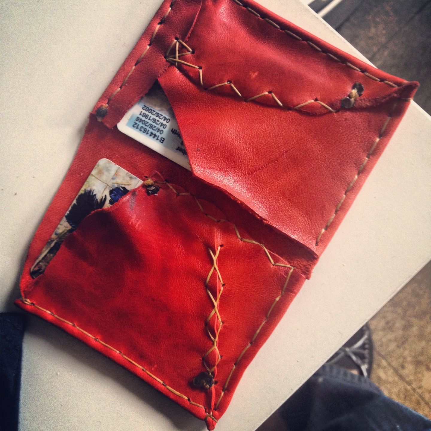   hand-sewn leather wallet  