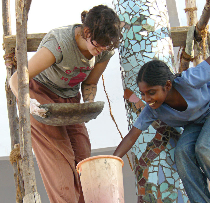   "A Tree Grows in Shikshayatan" Community mosaic project organized with students during my tenure as Artist-in-Residence at Shikshayatan Middle School, Tamil Nadu, India.  