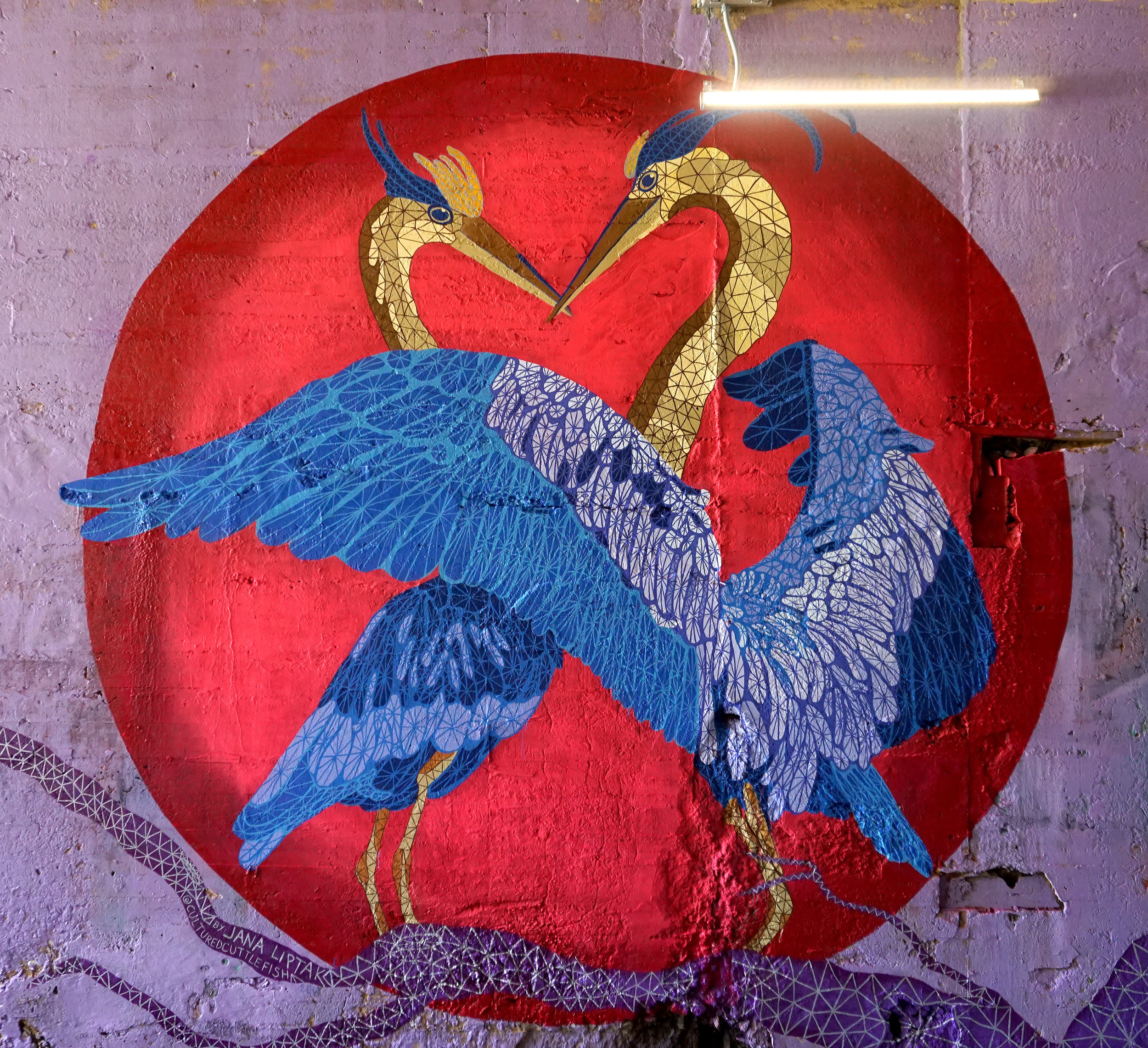  “Herons in Love” commissioned for  Art on the Atlanta Beltline ’s Beltline Walls Mural Festival, August 2018. 