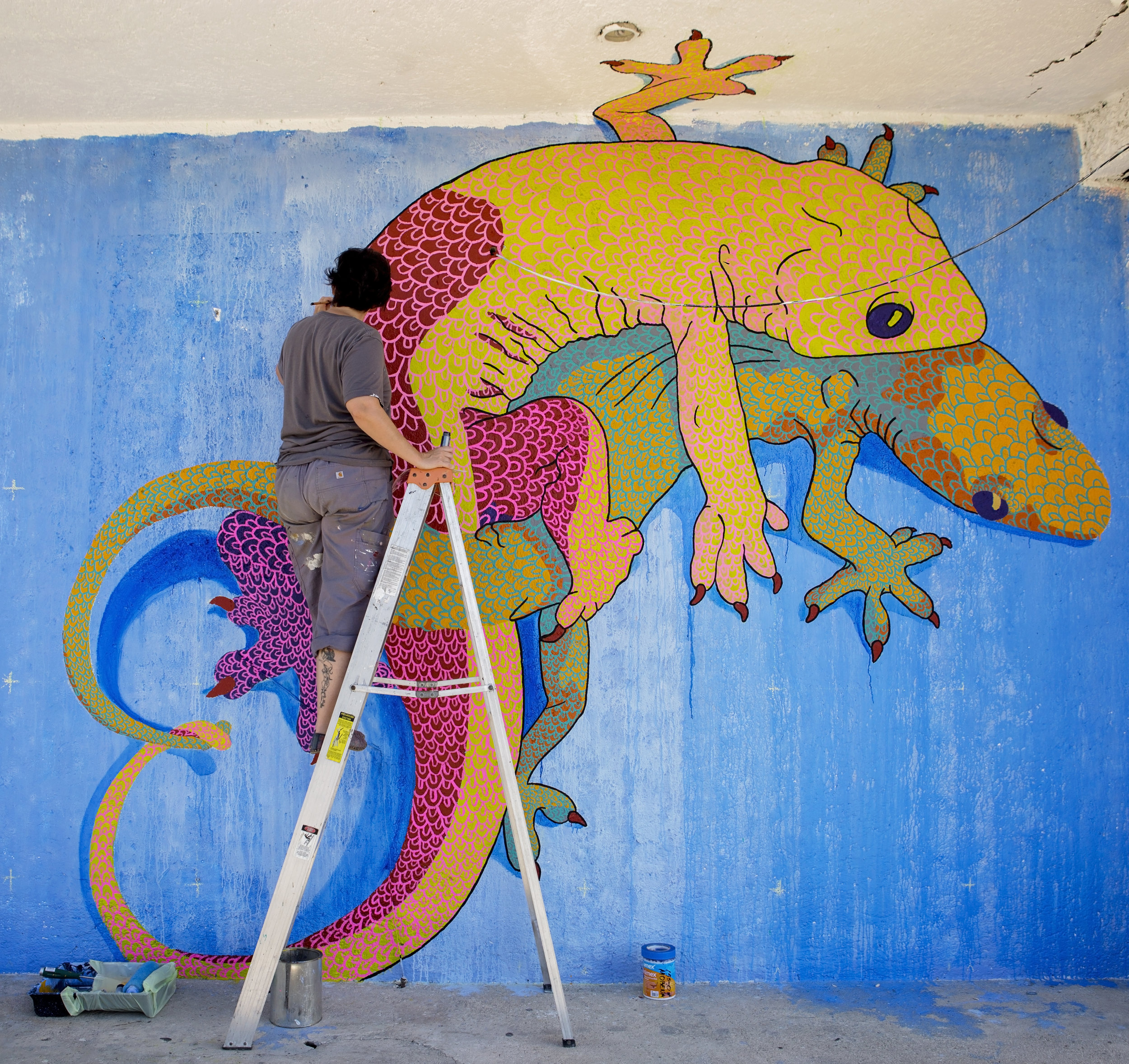  “Geckos Enamorados” for the&nbsp; Akumal Mural Festival , Akumal, Mexico, 2018. Photo by John Dominé 