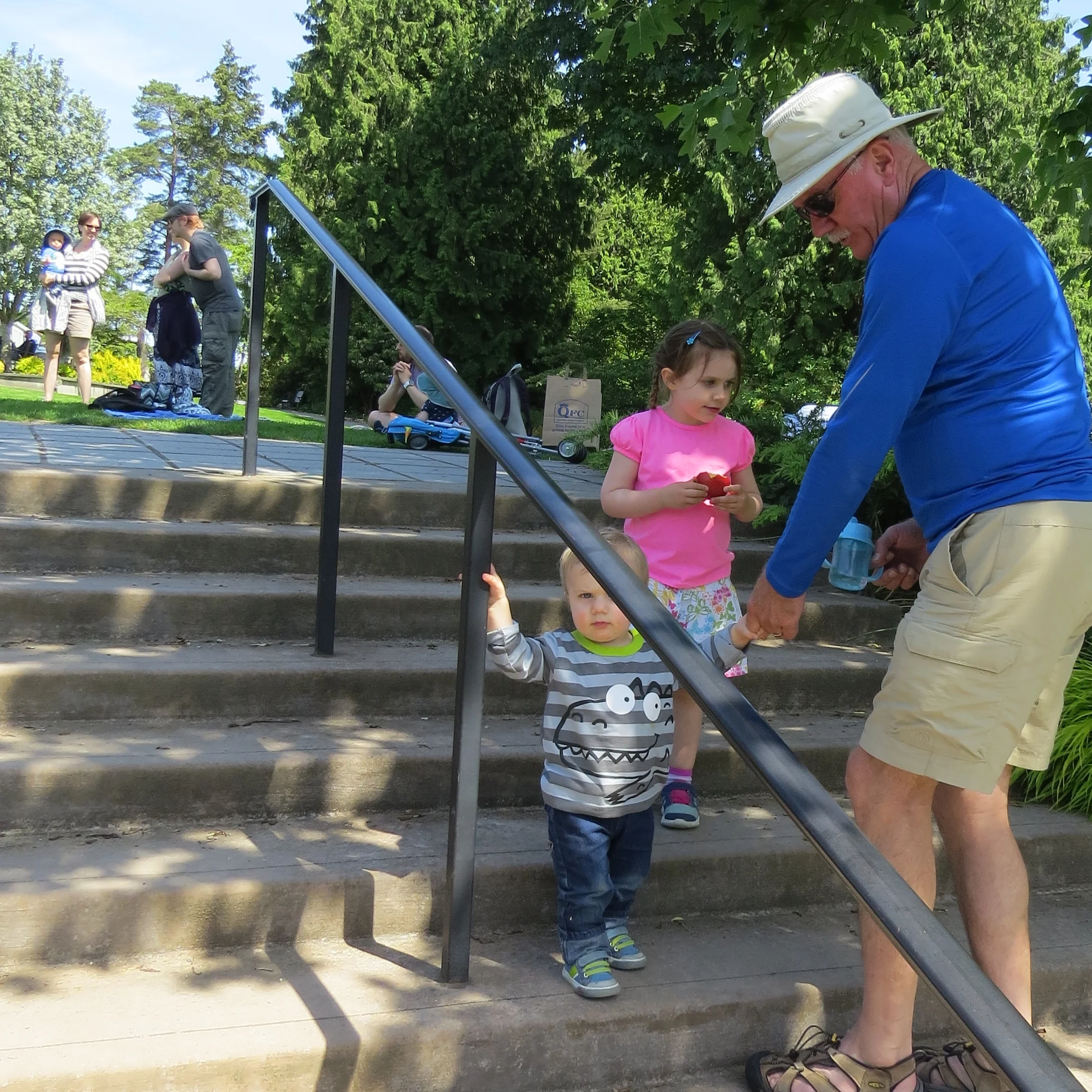 Practicing stairs with papa kent