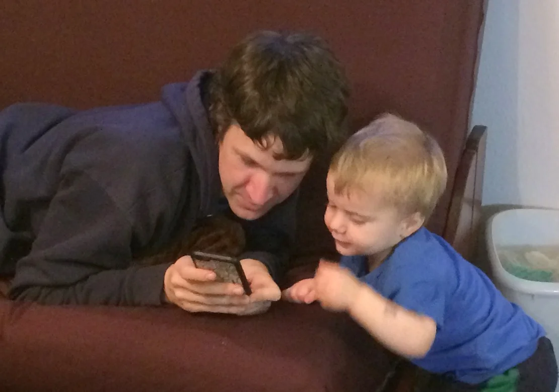 He loves to see pictures of himself on our phones