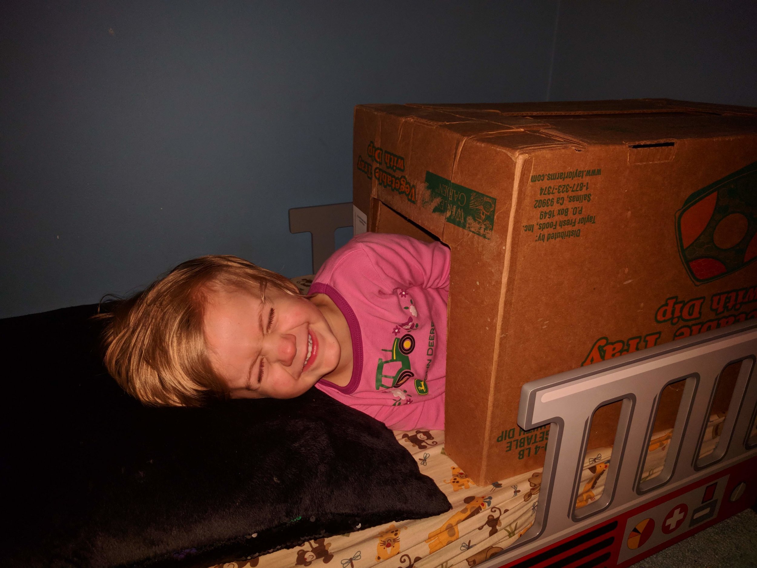 Sleeping in his box