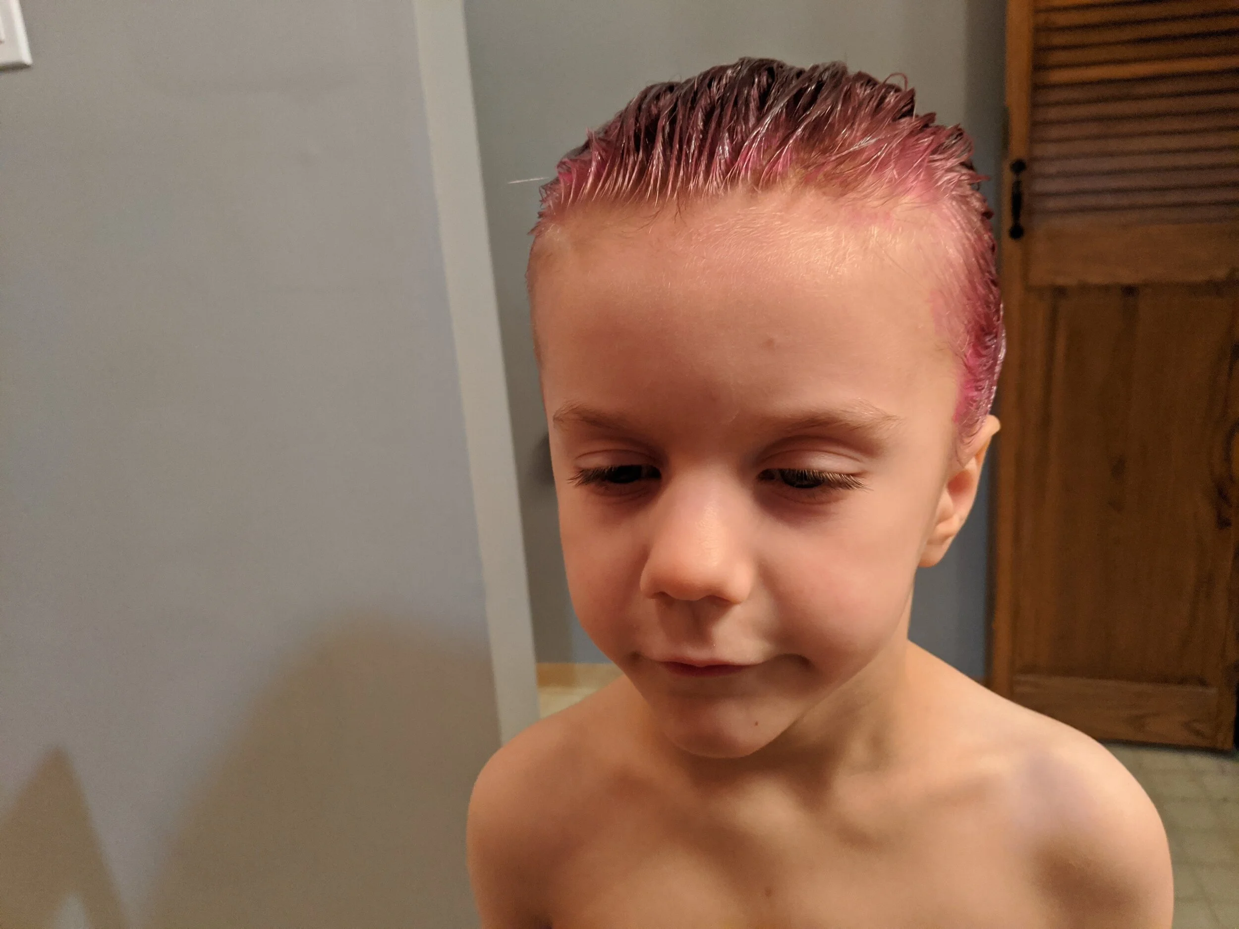 (Failed) Attempt to dye his hair pink