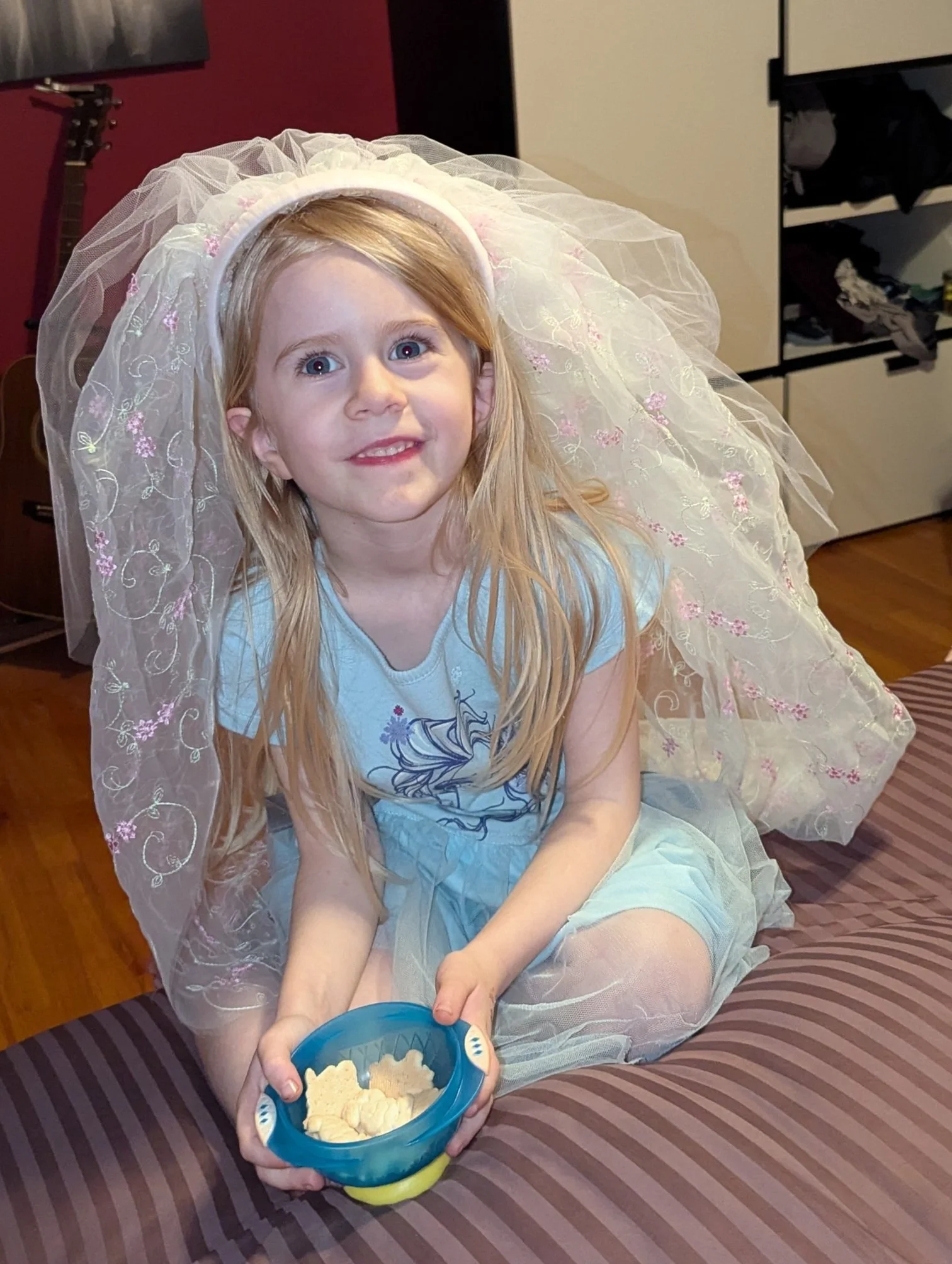 L wearing my veil
