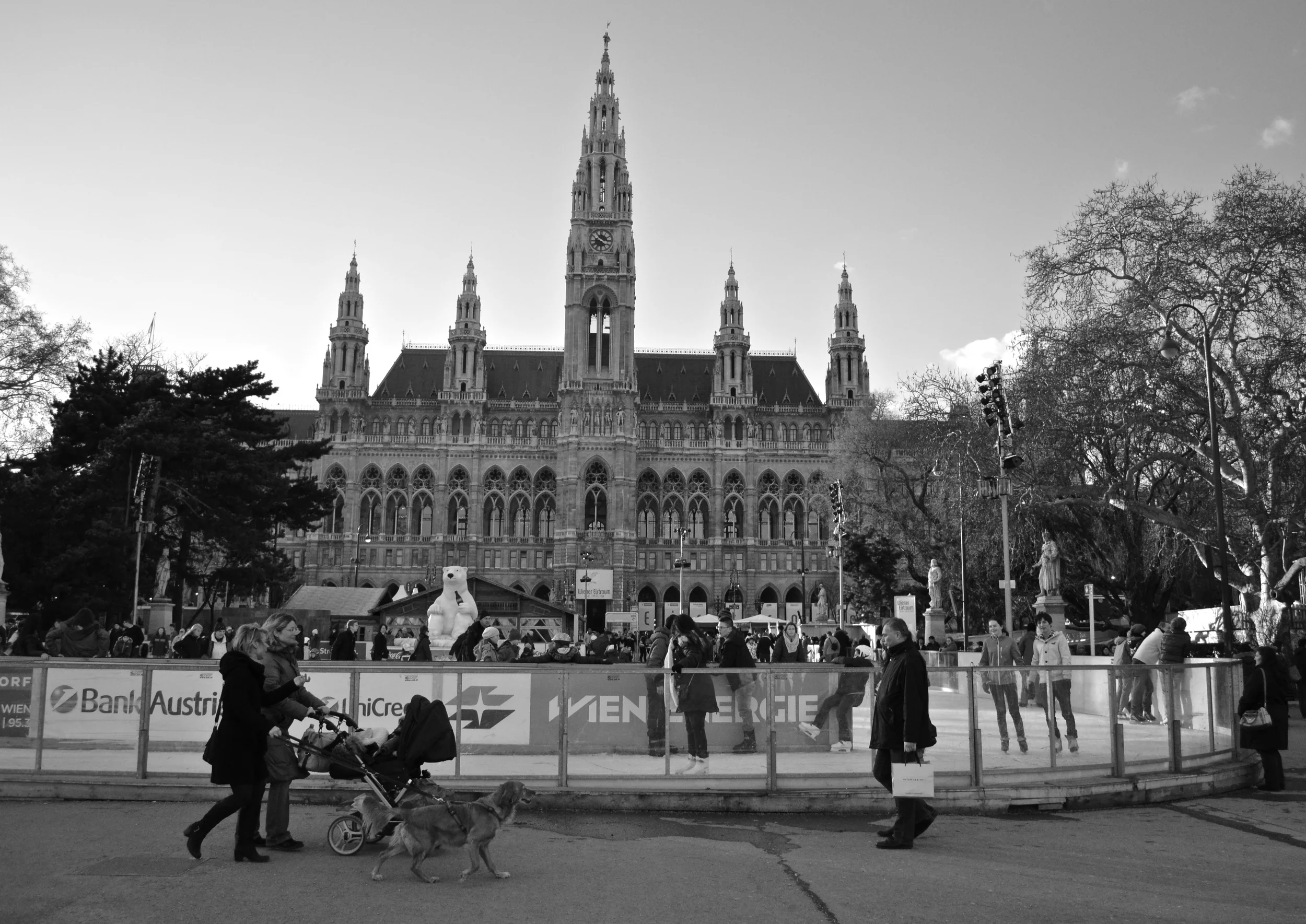 Rathaus Ice Skating Park.  Vienna, Austria.